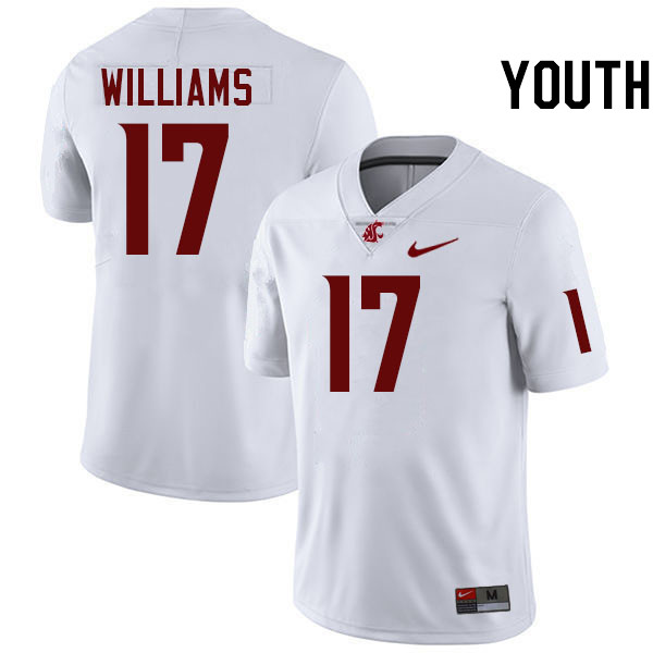 Youth #17 King Williams Washington State Cougars College Football Jerseys Stitched-White